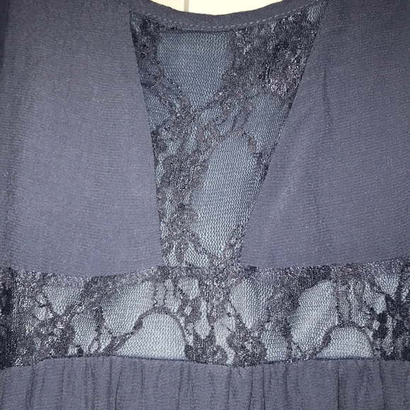 Blue boho flowy mini off the shoulder tank DRESS - Picture 5 of 7